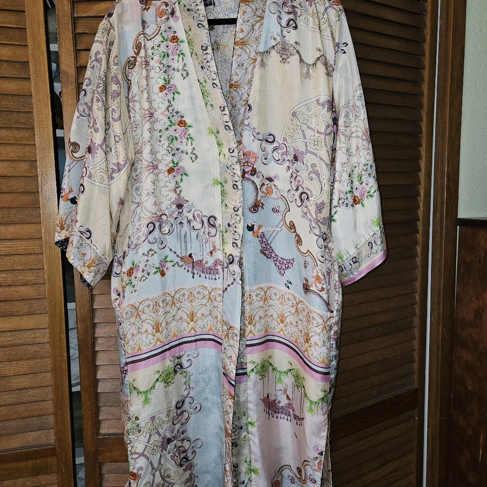 Johnny Was Silk Reversible Floral Kimono - Picture 3 of 5